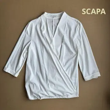 SCAPA 아이보리 7부 소매 카슈쿨 디자인 티셔츠 새상품급