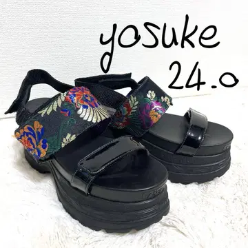 YOSUKE 일본풍 꽃무늬 통굽 샌들 24.0cm