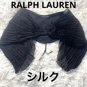 Ralph Lauren 블랙 숄 볼레로 플리츠 리본 실크