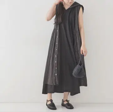 nest Robe 레이스 세일러 카라 슬리브리스 원피스
