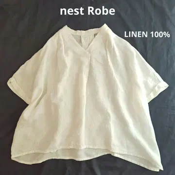 nest Robe 네스트로브 일본제 린넨 100% 반팔 튜닉 화이트