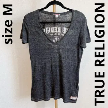 TRUE RELIGION 그레이 브이로고 티셔츠 반팔 상의