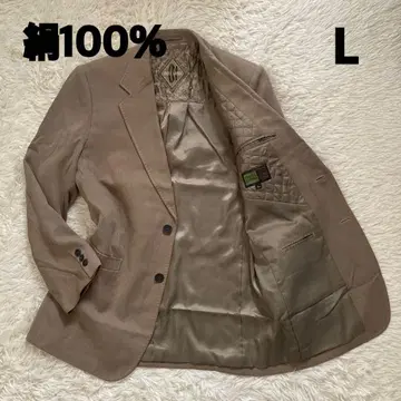 CROSS HAVEN 실크 100% 베이지 테일러드 자켓 L