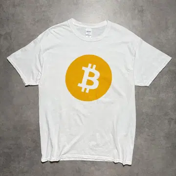 Bitcoin 비트코인 로고 프린트 화이트 티셔츠 L 사이즈 가상화폐