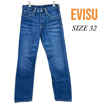 EVISU 에비수 데님 팬츠 버튼 플라이 자수 로고 사이즈 32