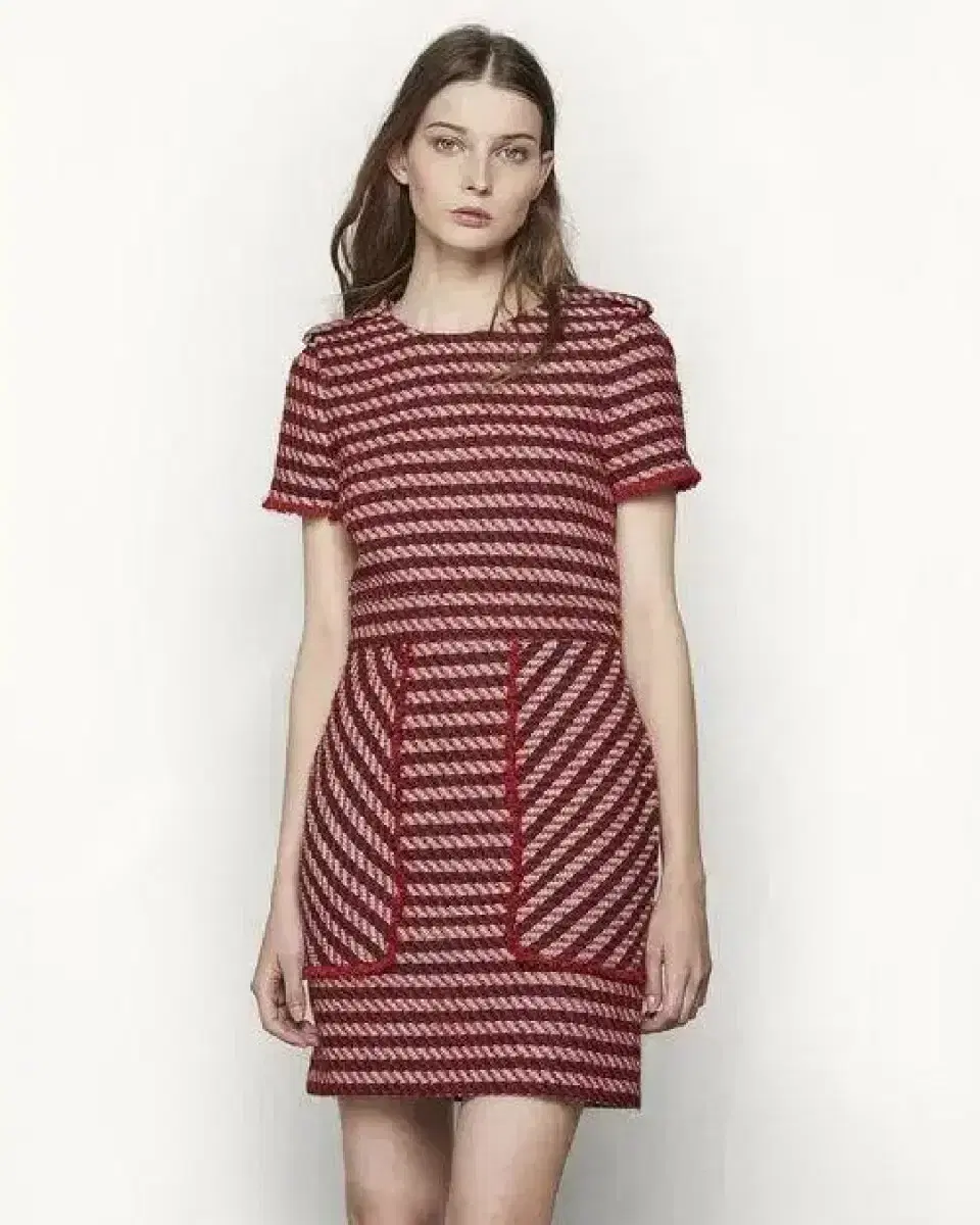 Maje. Tweed Red Onepiece, Size 3.