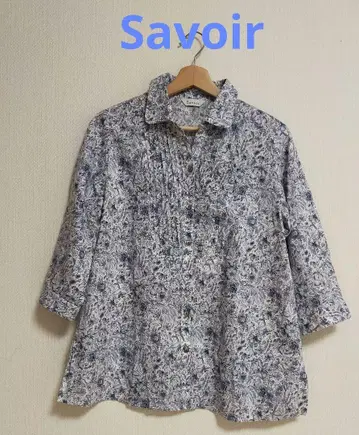 Savoir 7부 소매 핀턱 블라우스 면100%