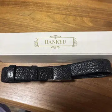 HANKYU 블랙 가죽 벨트 쇼와
