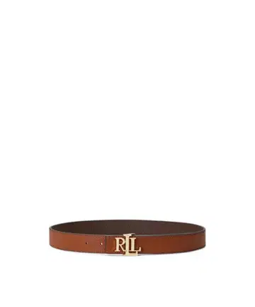 Lauren Ralph Lauren 로고 리버서블 페블드 레더 벨트