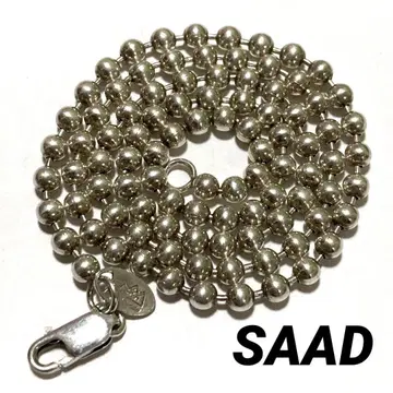 SAAD 사드 실버 3mm 공 체인 로고 플레이트 46cm