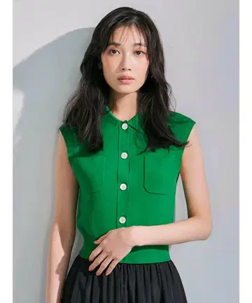 FRAY I.D 폴로 칼라 슬리브리스 니트 베스트