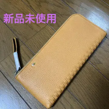 오렌지 가죽 뜨개질 장지갑
