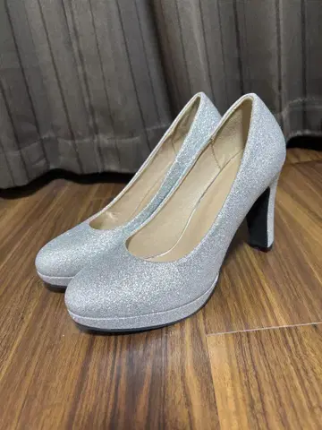실버 글리터 하이힐 약 9.5cm