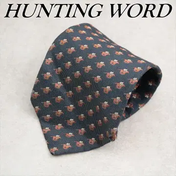 HUNTING WORLD 승마 패턴 디자인 넥타이 이탈리아 네이비
