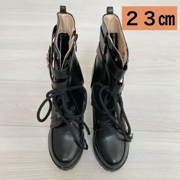 숏부츠 여성용 힐 통굽 레이스업 지퍼 부츠