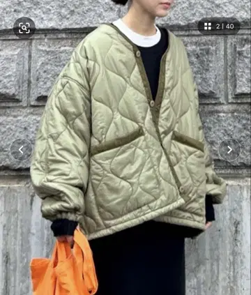 미사용 새상품 notch 노카라 절개 퀼팅 롱 코트