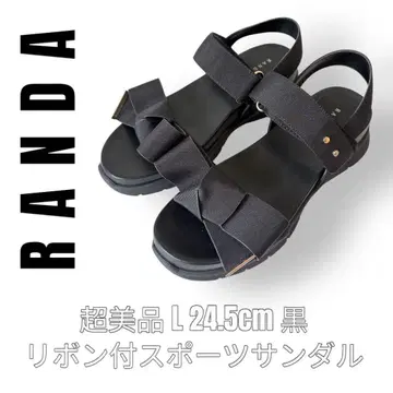 RANDA 란다 L 24.5cm 블랙 스포츠 샌들 리본