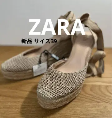 새상품 ZARA 웨지솔 샌들 베이지 size39 자라