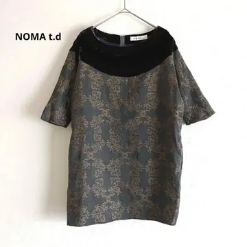 NOMA t.d 올 패턴 자카드 직물 벨로아 절개 튜닉 상의