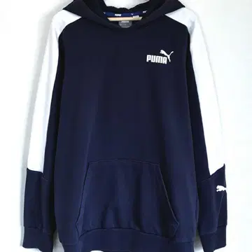 푸마 PUMA 맨투맨 후드티 로고 풀오버 네이비 화이트
