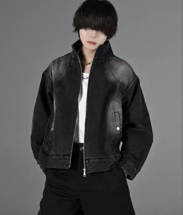 3way zip sleeve blast denim blouson 블랙