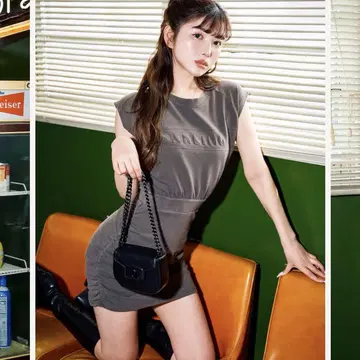 다리치 피그먼트 맨투맨 미니 원피스