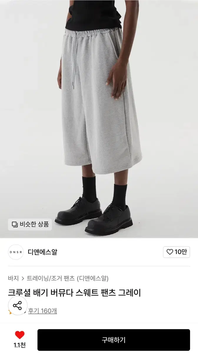 DNSR Crucial Baggy Bermuda Sweatpants Gray [M]