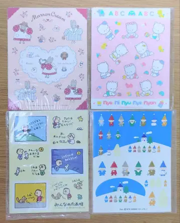 쇼와 레트로 산리오 씰 4장 세트 1988년 1989년 외