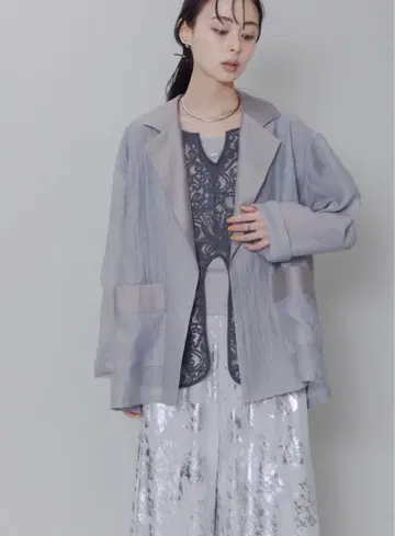 Eimee Law 시어 테일러드 러프 자켓 그레이