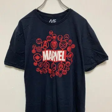 마블 캐릭터 프린트 블랙 티셔츠 2XL