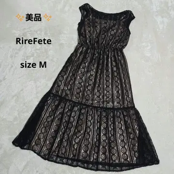 RireFete 레이스 스트라이프 슬리브리스 원피스
