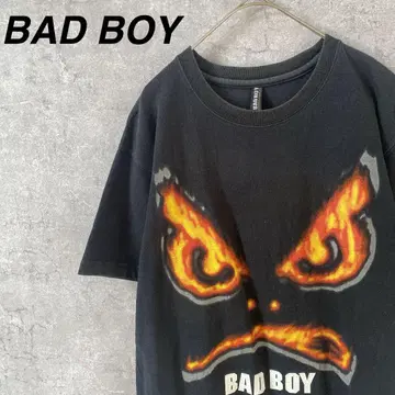 BAD BOY 파이어 프린트 티셔츠 빈티지 M 남성용 반팔