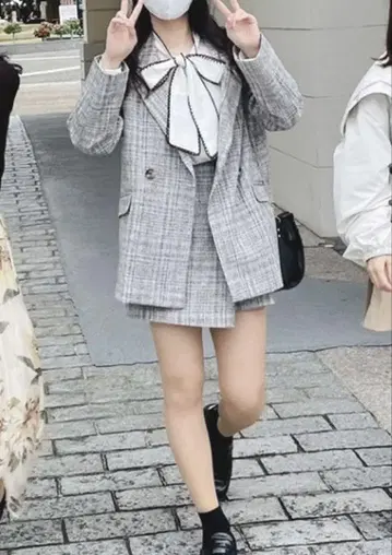 nice claup 셋업 트위드 그레이