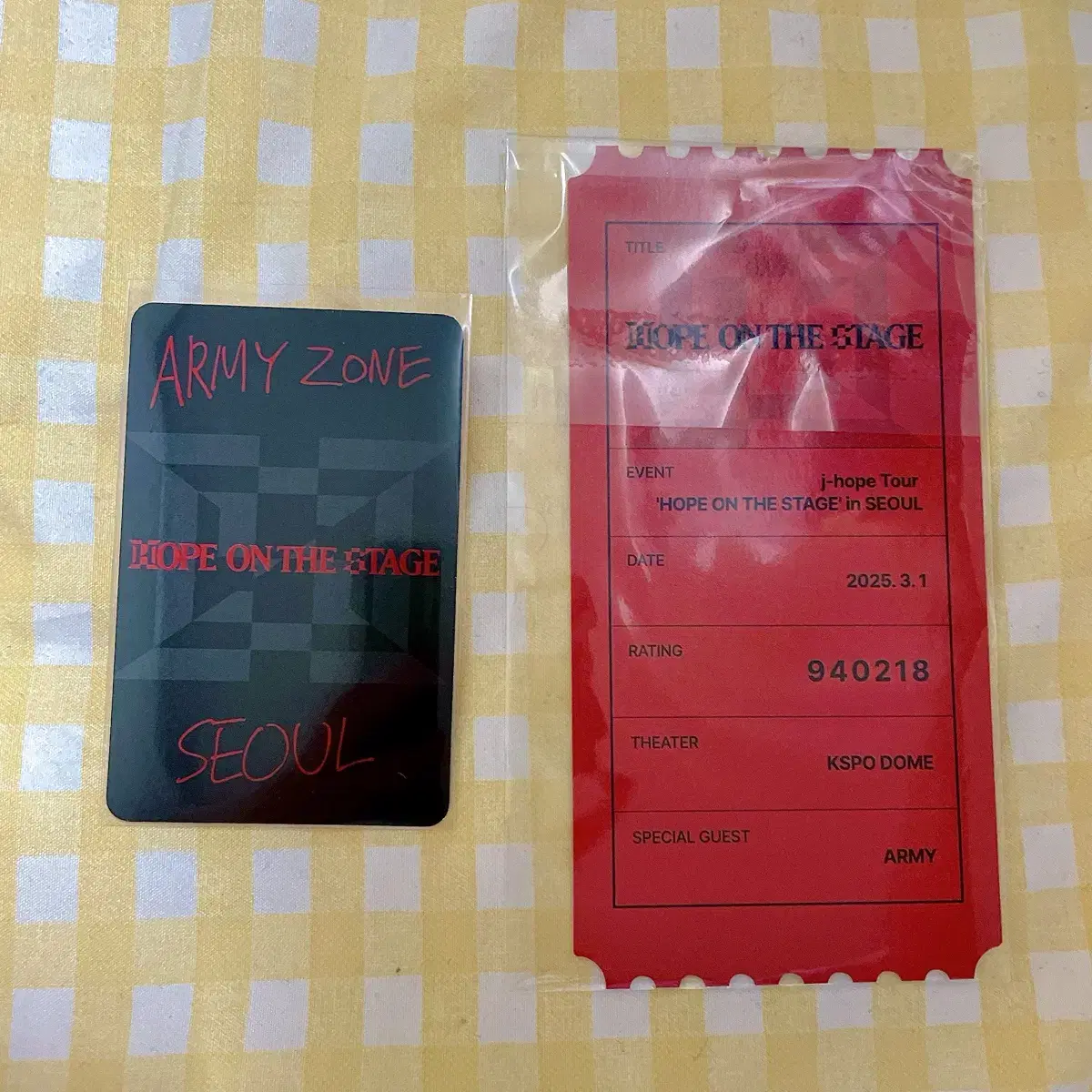BTS 방탄 제이홉 호석 투어 홉온스 서울 중콘 아미존 포카 티켓