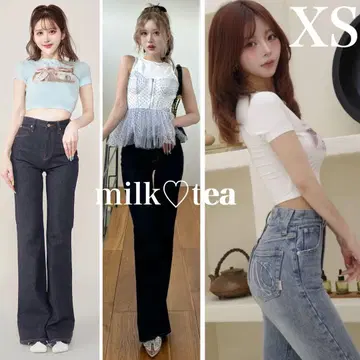 새상품 다리치 세미 플레어 데님 팬츠 XS 인디고 misamo 데님