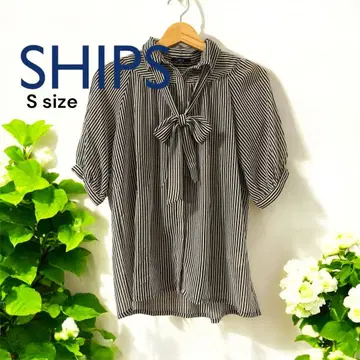 SHIPS 스트라이프 리본 반팔 셔츠 S 사이즈