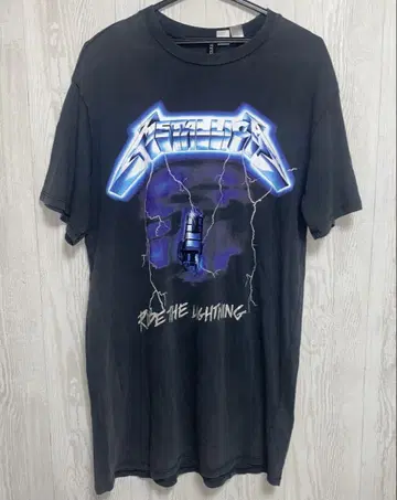 메탈리카 XS (L~XL) 페이드 롱 기장 반팔 티셔츠