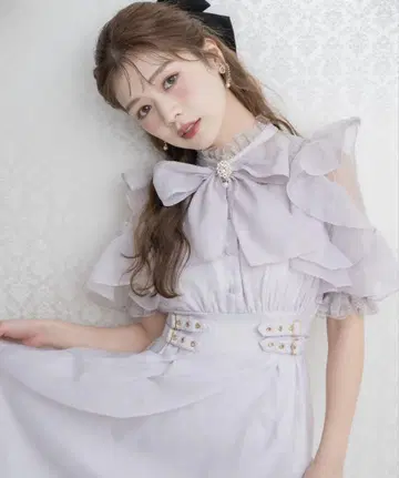 ROJITA 보타이 리본 시어 원피스 퍼플