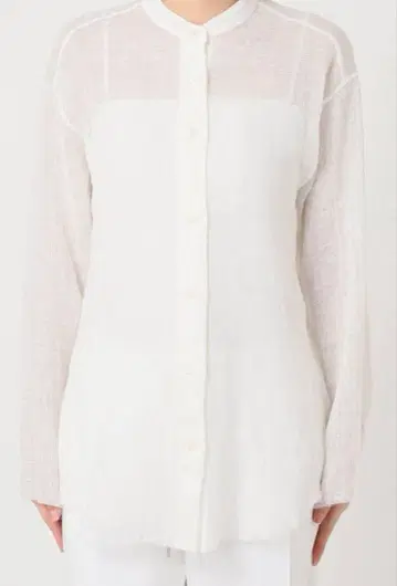 CALMER LINEN 메쉬 밴드 카라 셔츠