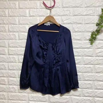 나라 까미체 (S) 보타이 블라우스 프릴 시스루 긴팔 루마니아산