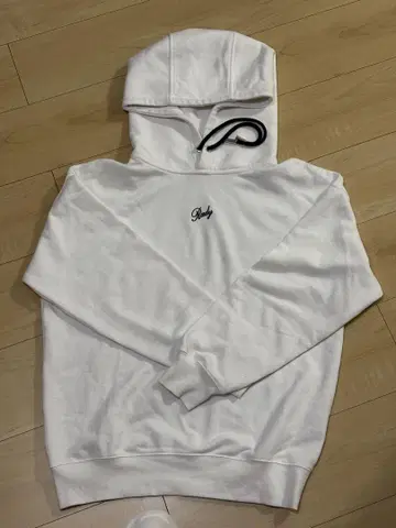 Rady 화이트 후드 부착 후드티 자수 로고