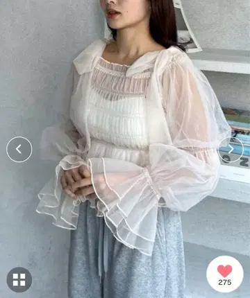 리본 오프 숄더 튤 탑