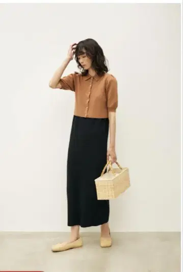 moussy 미사용 새상품 브라운 반팔 니트