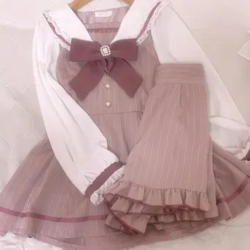 LIZLISA 세일러 카라 셋업 핑크 양산형