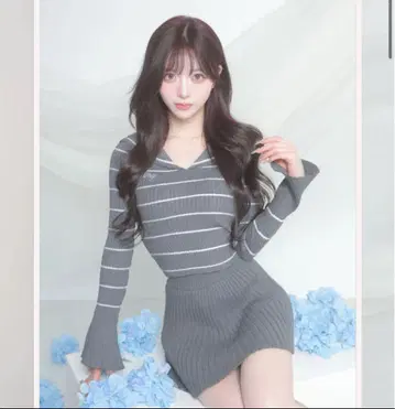Darich 다리치 세일러 카라 니트 탑 그레이