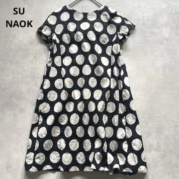 SU NAOK 스나오쿠와하라 도트 무늬 반팔 원피스 린넨