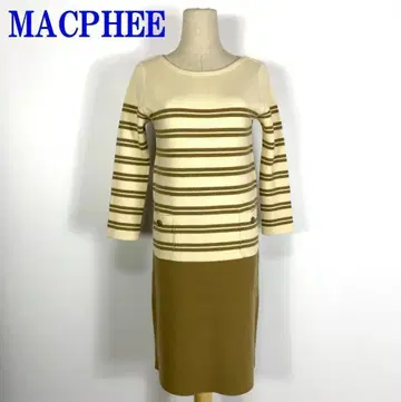 MACPHEE 맥피 보더 긴팔 니트 원피스 베이지 38 C8347