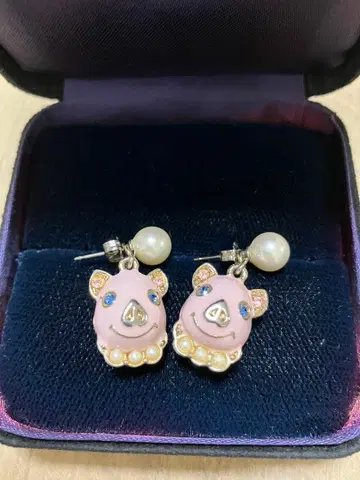 ANNA SUI 안나수이 핑크 돼지 펄 귀걸이