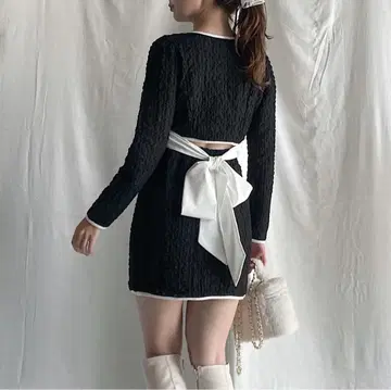 NOMAE 백 오픈 리본 원피스