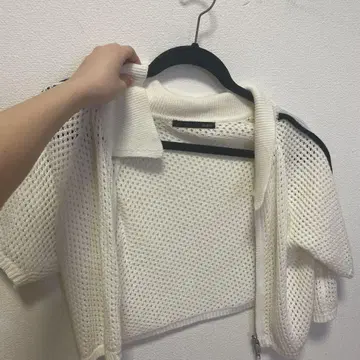 Halter 화이트 가디건 반팔